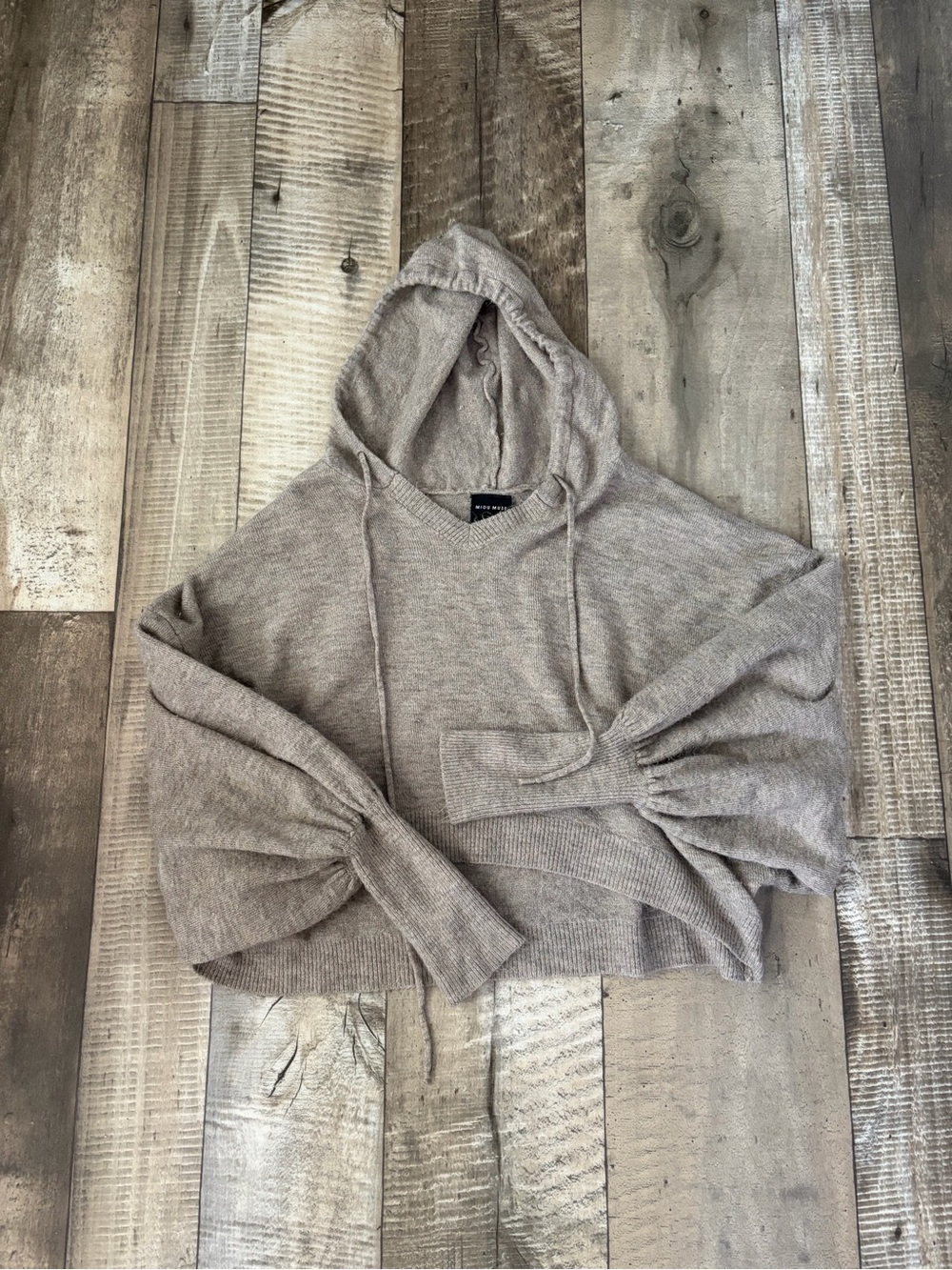 Cozy Hooded Knit Pullover - Taupe